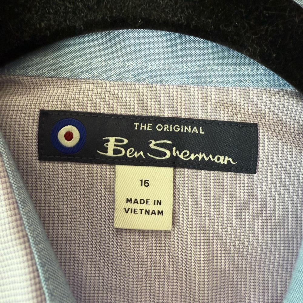 Ben Sherman Boys Purple Micro-Check Button-Down Shirt - Picture 9 of 11